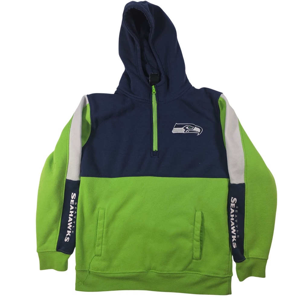 NFL Team Apparel Seattle Seahawks Hoodie Youth 18-20 Green Navy Excellent Fleece